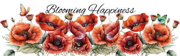 RECTANGLE SHAPED Digital Graphic Design BLOOMING HAPPINESS - POPPIES - PNG SVG Lake House Sign Farmhouse &nbsp;Country Home Cabin KITCHEN Wall Art Decor Wreath Design Gift Crafters Delight HAPPY CRAFTING - JAMsCraftCloset
