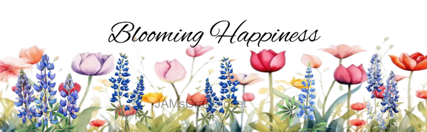 RECTANGLE SHAPED Digital Graphic Design BLOOMING HAPPINESS - TULIPS and BLUE LUPINE - PNG SVG Lake House Sign Farmhouse &nbsp;Country Home Cabin KITCHEN Wall Art Decor Wreath Design Gift Crafters Delight HAPPY CRAFTING - JAMsCraftCloset