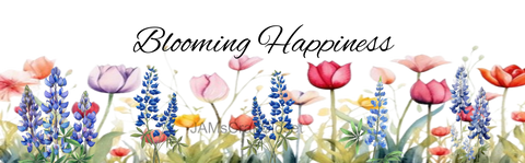 RECTANGLE SHAPED Digital Graphic Design BLOOMING HAPPINESS - TULIPS and BLUE LUPINE - PNG SVG Lake House Sign Farmhouse &nbsp;Country Home Cabin KITCHEN Wall Art Decor Wreath Design Gift Crafters Delight HAPPY CRAFTING - JAMsCraftCloset
