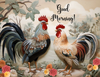 RECTANGLE SHAPED Digital Graphic Design Floral - GOOD MORNING ROOSTERS - PNG SVG Lake House Sign Farmhouse Country Home Cabin KITCHEN Wall Art Decor Chef Gift Crafters Delight