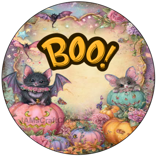 ROUND DIGITAL Graphic Design BOO Halloween Sublimation Decoupage PNG SVG Country Farmhouse Home Decor Sign Shelf Sitter Wall Art Decor Wreath Design Gift Crafters Delight - JAMsCraftCloset