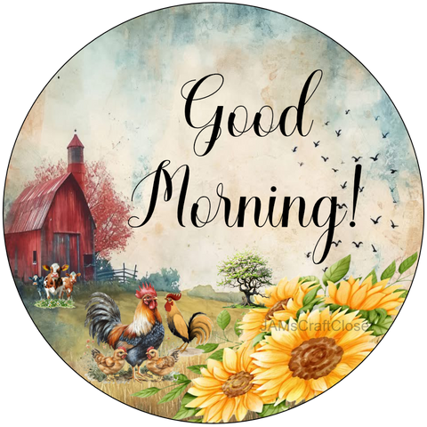 ROUND Digital Graphic Design GOOD MORNING Sublimation PNG SVG Country Farmhouse Coffee Station Sign KITCHEN Bathroom Wall Art Decor Wreath Design Gift Crafters Delight - JAMsCraftCloset