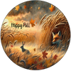 ROUND Digital Graphic Design HAPPY FALL - FOX BUNNIES and LEAVES Decor Lake Scene With Animals First Home Sublimation Decoupage PNG SVG Country Farmhouse Home Decor Wall Art Shelf Sitter Gift Crafters Delight - JAMsCraftCloset