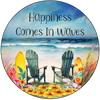 ROUND Digital Graphic Design - HAPPINESS COMES IN WAVES - Wedding Gift HOME DECOR Sublimation Decoupage PNG SVG PDF JPEG BEACH THEME Country Farmhouse Wall Art Shelf Sitter Gift Crafters Delight - JAMsCraftCloset
