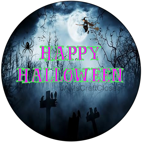 ROUND DIGITAL Graphic Design HAPPY HALLOWEEN Halloween Sublimation Decoupage PNG SVG Country Farmhouse Home Decor Sign Shelf Sitter Wall Art Decor Wreath Design Gift Crafters Delight - JAMsCraftCloset
