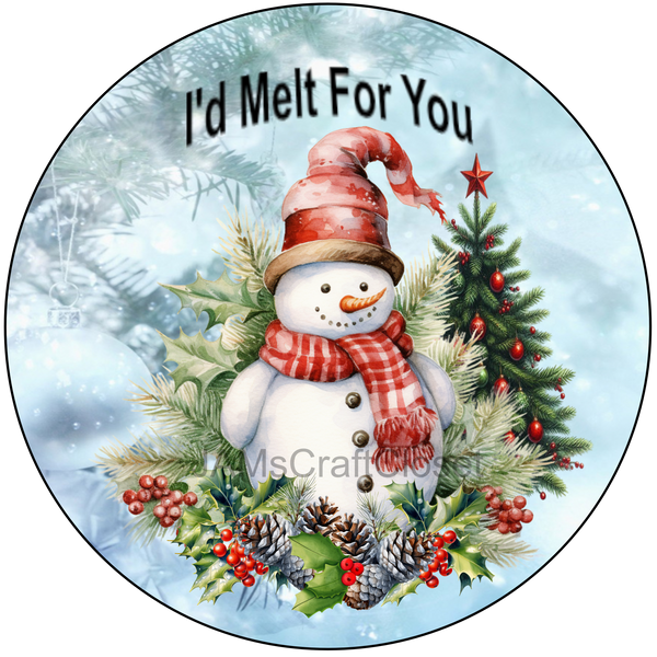 ROUND Digital Graphic Design I'D MELT FOR YOU Christmas Gift First Home Sublimation Decoupage PNG SVG Country Farmhouse Home Decor Wall Art Decor Gift Crafters Delight - JAMsCraftCloset