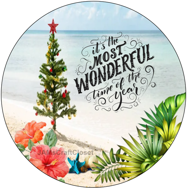 ROUND Digital Graphic Design SANTA - The Most Wonderful Time of the Year - CHRISTMAS DESIGN PNG-JPEG-PDF-SVG-Decoupage-Sublimation Design Graphic Country Farmhouse Home Decor HOLIDAY Decor Gift Crafters Delight - JAMsCraftCloset