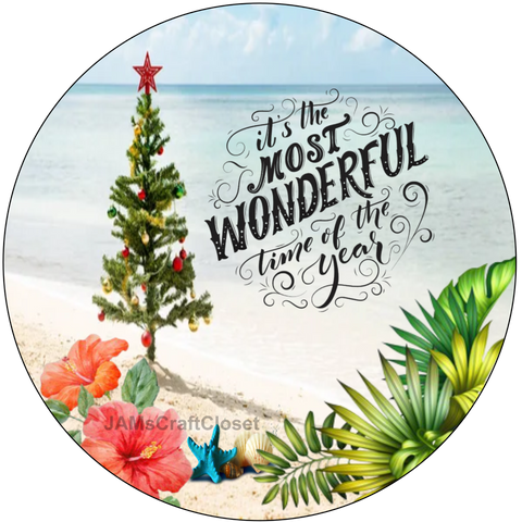 ROUND Digital Graphic Design SANTA - The Most Wonderful Time of the Year - CHRISTMAS DESIGN PNG-JPEG-PDF-SVG-Decoupage-Sublimation Design Graphic Country Farmhouse Home Decor HOLIDAY Decor Gift Crafters Delight - JAMsCraftCloset