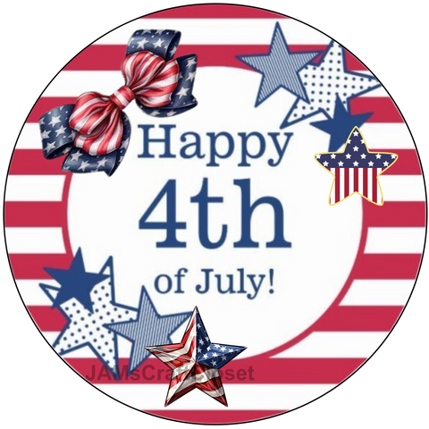 ROUND Digital Graphic Design PATRIOTIC HAPPY 4TH - DESIGN PNG-JPEG-PDF-SVG-Decoupage-Sublimation Design Graphic Country Farmhouse Home Decor HOLIDAY Decor Gift Crafters Delight - JAMsCraftCloset
