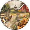 ROUND Digital Graphic Design RED BARN AND SUNFLOWERS - Farm Scene Floral Wedding Gift First Home Sublimation Decoupage PNG SVG Country Farmhouse Home Kitchen Decor Wall Art Shelf Sitter Gift Crafters Delight - JAMsCraftCloset