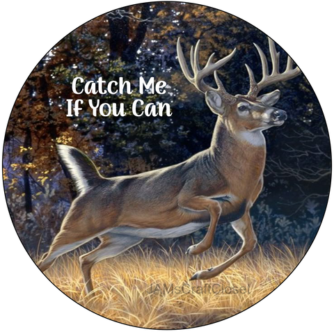 ROUND Digital Graphic Design RUNNING DEER - CATCH ME IF YOU CAN Decor Lake Scene With Animals First Home Sublimation Decoupage PNG SVG Country Farmhouse Home Decor Wall Art Shelf Sitter Gift Crafters Delight - JAMsCraftCloset