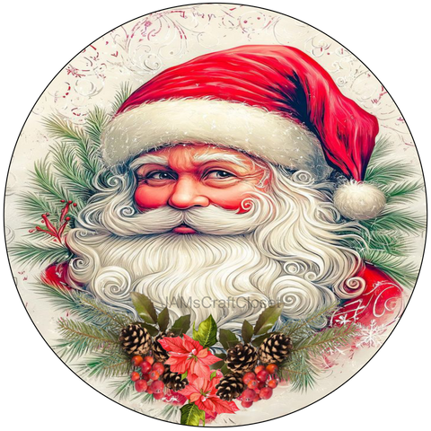 ROUND Digital Graphic Design VINTAGE SANTA FACE Christmas Gift First Home Sublimation Decoupage PNG SVG Country Farmhouse Home Decor Wall Art Decor Gift Crafters Delight - JAMsCraftCloset