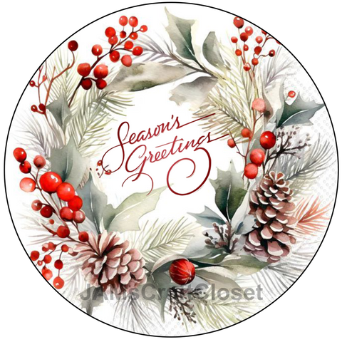 ROUND Digital Graphic Design SEASONS GREETINGS - &nbsp;Gift First Home Sublimation Decoupage PNG SVG Country Farmhouse Home Decor HOLIDAY Wall Art or Shelf Sitter Decor Gift Crafters Delight - JAMsCraftCloset