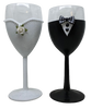 Stemware Glasses BRIDE and GROOM WINE Toasting Glasses WEDDING Hand Painted Black and White With Bling, Rose. Plaid Tie - JAMsCraftCloset