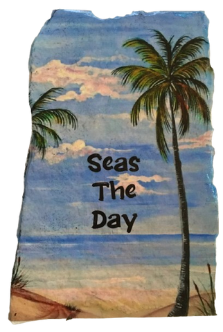 Antique West Virginia Roof Decoupaged SEAS THE DAY Beach Theme Handmade Wall Art Unique Beach Lake House Gift - JAMsCraftCloset