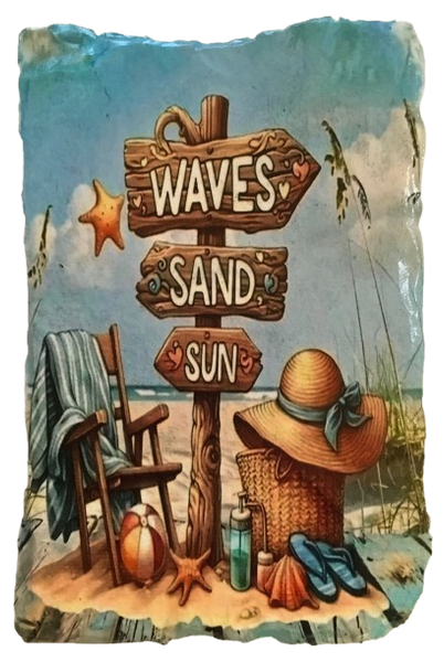 Antique West Virginia Roof Decoupaged WAVES SAND SUN Beach Theme Handmade Wall Art Unique Beach Lake House Gift - JAMsCraftCloset