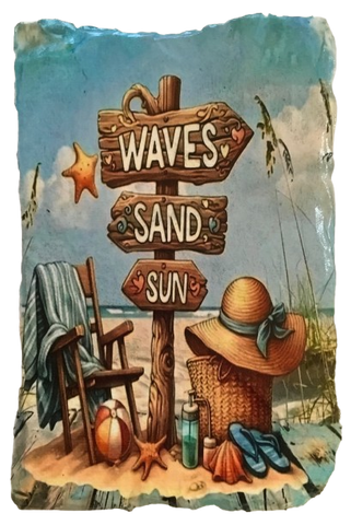Antique West Virginia Roof Decoupaged WAVES SAND SUN Beach Theme Handmade Wall Art Unique Beach Lake House Gift - JAMsCraftCloset
