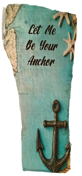 Antique West Virginia Roof Decoupaged LET ME BE YOUR ANCHOR Beach Theme Handmade Wall Art Unique Beach Lake House Gift - JAMsCraftCloset