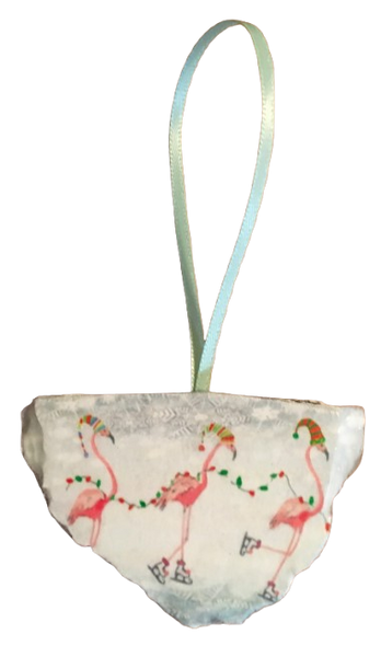Antique West Virginia Roof Decoupaged Christmas Ornament - Flamingos Ice Skating - Handmade Holiday Tree Decor Unique Beach Lake House Gift - JAMsCraftCloset