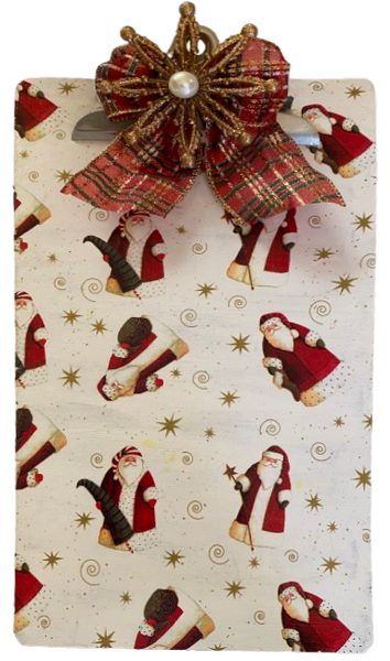 Clipboard Legal Size Vintage Upcycled Handcrafted Christmas Design CHRISTMAS SANTA HOLDING TREE Design Gift Idea Unique {{ JAMsCraftCloset }}