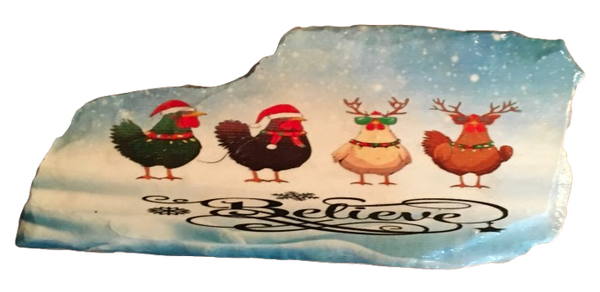 Antique West Virginia Roof Decoupaged 4 CHICKENS BELIEVE Handmade Wall Art Unique Holiday Decoration Country Farmhouse Decor Gift - JAMsCraftCloset