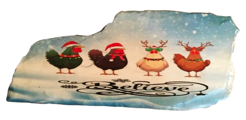 Antique West Virginia Roof Decoupaged 4 CHICKENS BELIEVE Handmade Wall Art Unique Holiday Decoration Country Farmhouse Decor Gift - JAMsCraftCloset