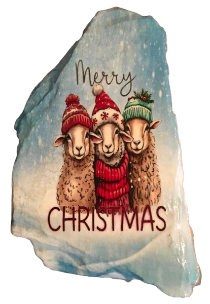 Antique West Virginia Roof Decoupaged Three GOATS MERRY CHRISTMAS Handmade Wall Art Unique Holiday Decoration Country Farmhouse Decor Gift - JAMsCraftCloset