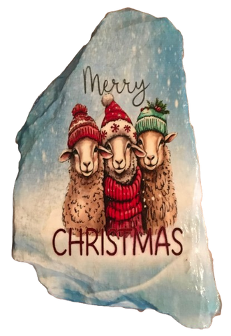 Antique West Virginia Roof Decoupaged Three GOATS MERRY CHRISTMAS Handmade Wall Art Unique Holiday Decoration Country Farmhouse Decor Gift - JAMsCraftCloset