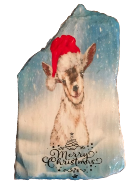 Antique West Virginia Roof Decoupaged GOAT MERRY CHRISTMAS Handmade Wall Art Unique Holiday Decoration Country Farmhouse Decor Gift - JAMsCraftCloset