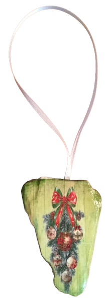 Antique West Virginia Roof Decoupaged Christmas Ornament - CHRISTMAS SWAG - Handmade Holiday Tree Decor Unique Country Farmhouse House Decor Gift - JAMsCraftCloset