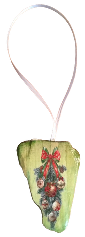 Antique West Virginia Roof Decoupaged Christmas Ornament - CHRISTMAS SWAG - Handmade Holiday Tree Decor Unique Country Farmhouse House Decor Gift - JAMsCraftCloset