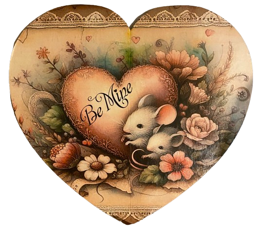 Heart Large Wooden Decoupaged Farmhouse Country Wall Art BE MINE - MICE AND FLORAL Handmade Valentine Gift Idea Crafters Delight {{ JAMsCraftCloset }}