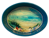 SMALL METAL AQUA OVAL CAKE PAN Beach Coastal Home Decor SEAGRASS SHELLS Wall Art Shelf Sitter DECOUPAGE Handmade Gift Idea {{ JAMsCraftCloset }}