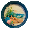 Metal Cake Pan Round Aqua Teal SEAGRASS AND SHELLS - BEACH COASTAL DECOR Wall Art Handmade Hand Painted DECOUPAGED Repurposed Upcycled Wedding Gift {{ JAMsCraftCloset }}