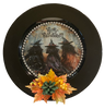 PLATE CHARGER BLACK PLASTIC ROUND DECOUPAGED Upcycled Repurposed Wall Art or Shelf Sitter THREE WITCHES Halloween Decor Home Decor Gift {{ JAMsCraftCloset }}