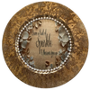 PLATE CHARGER GOLD EMBOSSED FLORAL PLASTIC ROUND DECOUPAGED Upcycled Repurposed Wall Art or Shelf Sitter LEAVE A TRAIL OF SPARKLE Home Decor Wedding Gift - JAMsCraftCloset