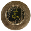 PLATE CHARGER GOLD EMBOSSED FLORAL PLASTIC ROUND DECOUPAGED Upcycled Repurposed Wall Art or Shelf Sitter MAKE IT HAPPEN Home Decor Wedding Gift - JAMsCraftCloset