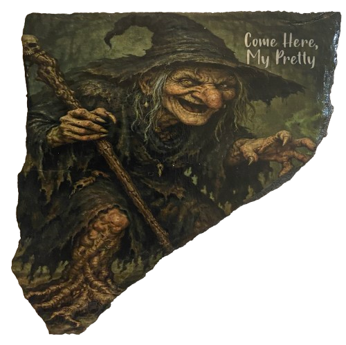 Antique West Virginia Roof Slate Decoupaged 8 Come Here My Pretty - Witch Handmade Wall Art Unique Halloween Holiday Decoration Home Decor Gift {{ JAMsCraftCloset }}