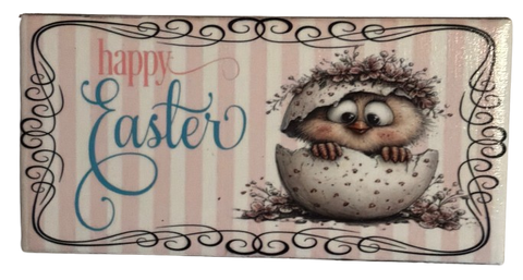 CERAMIC TILE Wall Art Shelf EASTER CHICK IN EGGSHELL Decoupage Cottage Chic Country Farmhouse Home Holiday Decor Handmade Gift Idea - JAMsCraftCloset