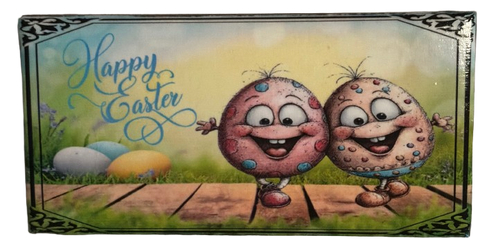 CERAMIC TILE Wall Art Shelf EASTER EGGS SMILING Decoupage Cottage Chic Country Farmhouse Home Holiday Decor Handmade Gift Idea - JAMsCraftCloset