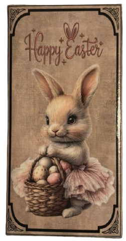 CERAMIC TILE Wall Art Shelf EASTER BUNNY IN TUTU Decoupage Cottage Chic Country Farmhouse Home Holiday Decor Handmade Gift Idea &nbsp;- JAMsCraftCloset