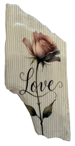 Antique West Virginia Roof Decoupaged LOVE - ROSE - Valentine/Love Theme Handmade Wall Art Unique Home Decor Gift- JAMsCraftCloset