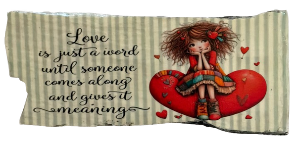 Antique West Virginia Roof Decoupaged LOVE - IS JUST A WORD - Valentine/Love Theme Handmade Wall Art Unique Home Decor Gift- JAMsCraftCloset