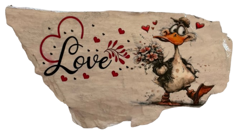 Antique West Virginia Roof Decoupaged LOVE - DUCK WITH FLOWERS - Valentine/Love Theme Handmade Wall Art Unique Home Decor Gift- JAMsCraftCloset
