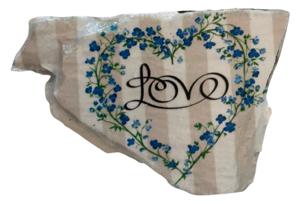 Antique West Virginia Roof Decoupaged LOVE - BLUE FLORAL HEART - Valentine/Love Theme Handmade Wall Art Unique Home Decor Gift- JAMsCraftCloset