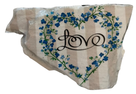 Antique West Virginia Roof Decoupaged LOVE - BLUE FLORAL HEART - Valentine/Love Theme Handmade Wall Art Unique Home Decor Gift- JAMsCraftCloset