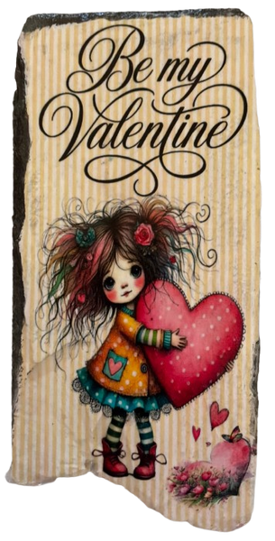 Antique West Virginia Roof Decoupaged BE MY VALENTINE - GIRL WITH HEART - Valentine/Love Theme Handmade Wall Art Unique Home Decor Gift- JAMsCraftCloset