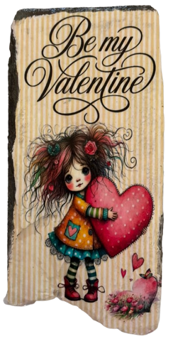 Antique West Virginia Roof Decoupaged BE MY VALENTINE - GIRL WITH HEART - Valentine/Love Theme Handmade Wall Art Unique Home Decor Gift- JAMsCraftCloset