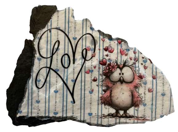 Antique West Virginia Roof Decoupaged LOVE - OWL WITH HEARTS - Valentine/Love Theme Handmade Wall Art Unique Home Decor Gift- JAMsCraftCloset