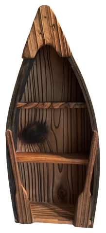 Vintage Canoe Shaped Wooden Knick Knack Shelf 15in Tall Rustic Cabin Lake House Decor Gift Idea - JAMsCraftCloset